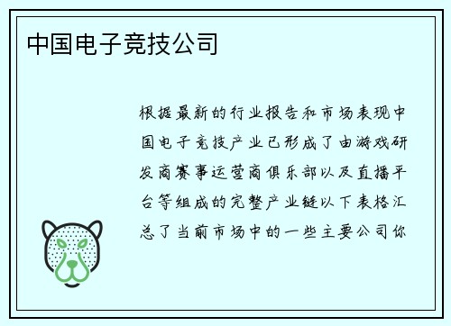 中国电子竞技公司